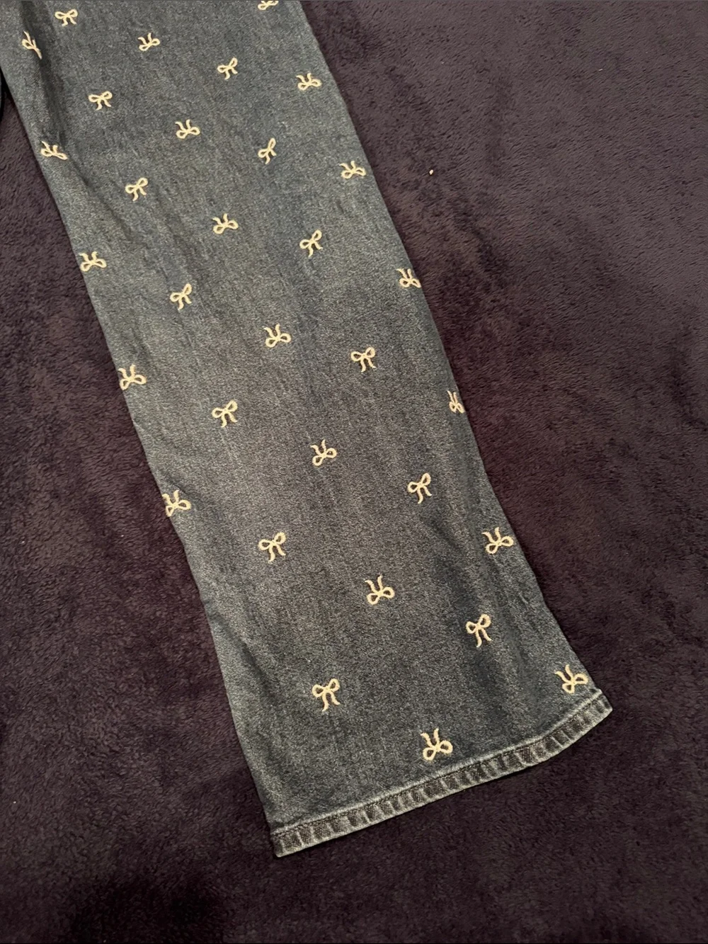 J. Crew Dark Blue Embroidered Bow Jeans